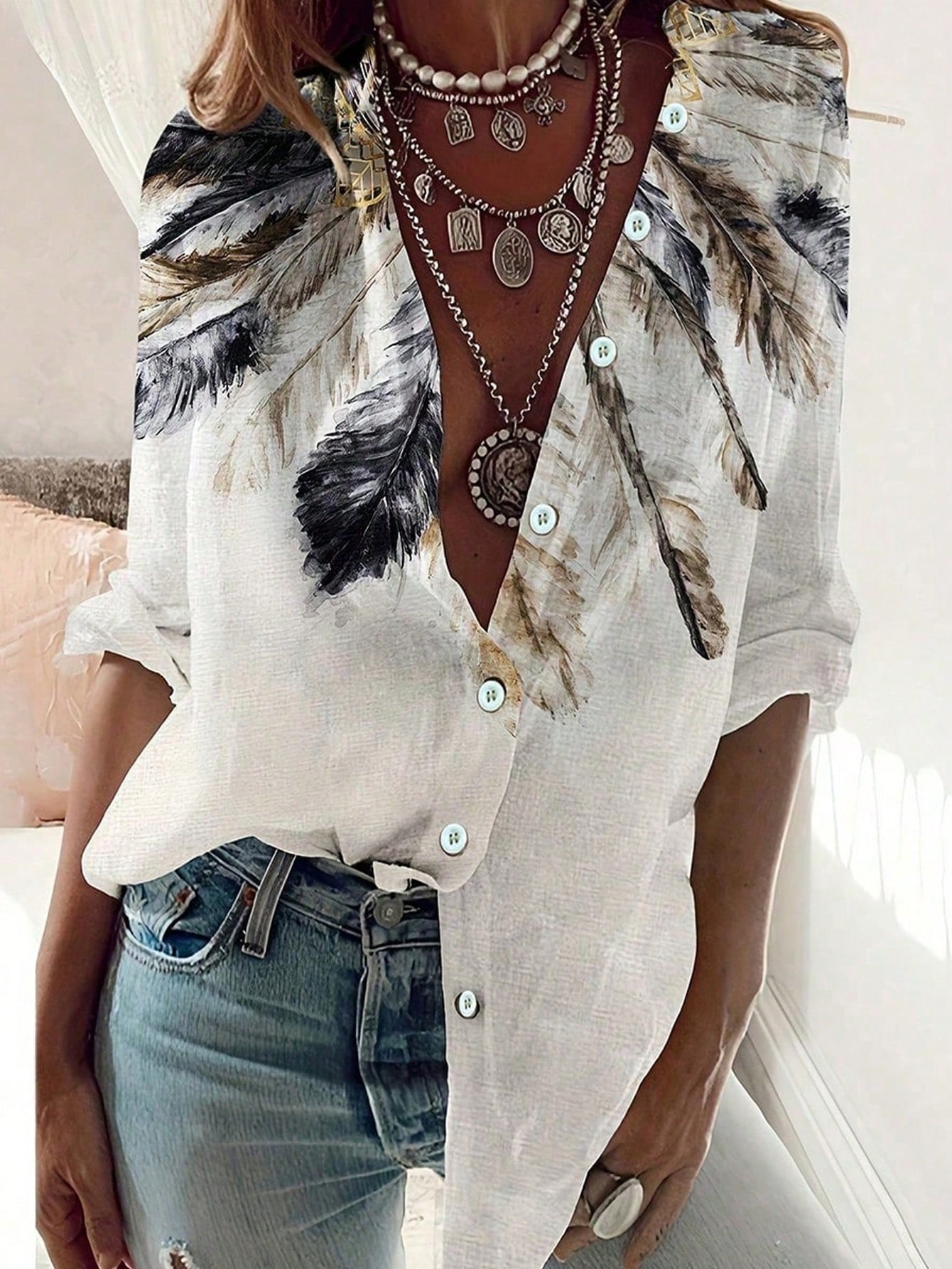 Embroidery Online - Camisa de manga larga ajustada con