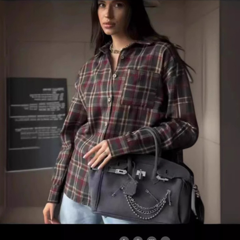 Embroidery Online - 2025 moda holgadas a cuadros blusa