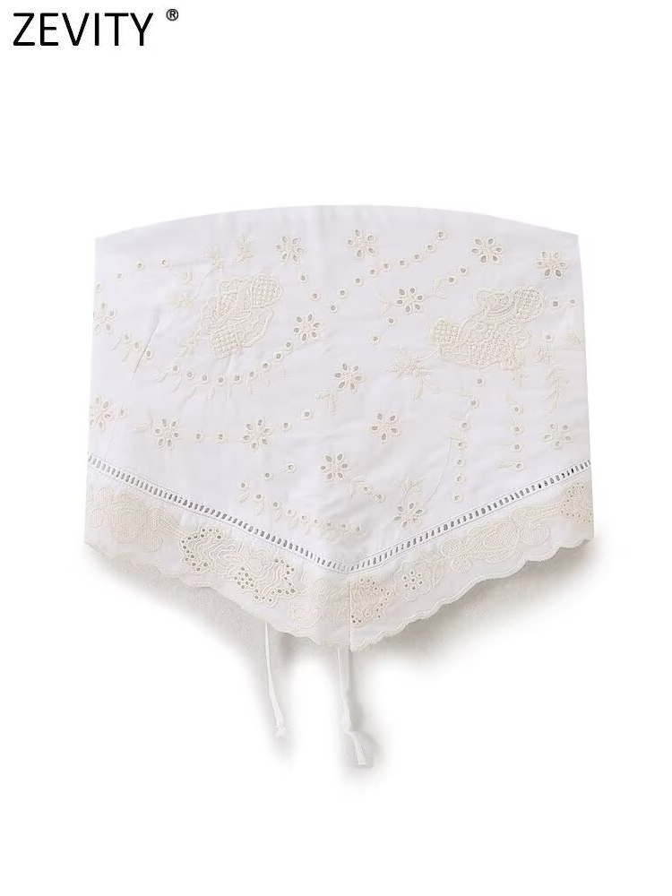 Embroidery Online - Zevity-blusa bordada sin tirantes para mujer,