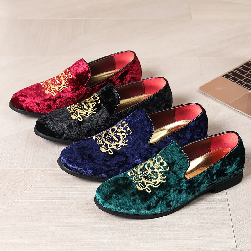 Embroidery On Leather - Zapatos informales de cuero para hombre,