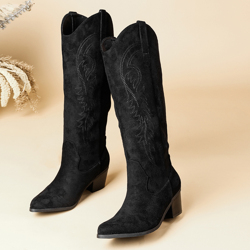 Embroidery Gift - Botas vaqueras occidentales de tacón cuadrado
