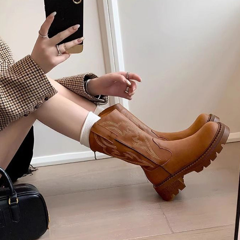 Botas altas de cuero Retro con - Embroidery On Leather reseña y precio