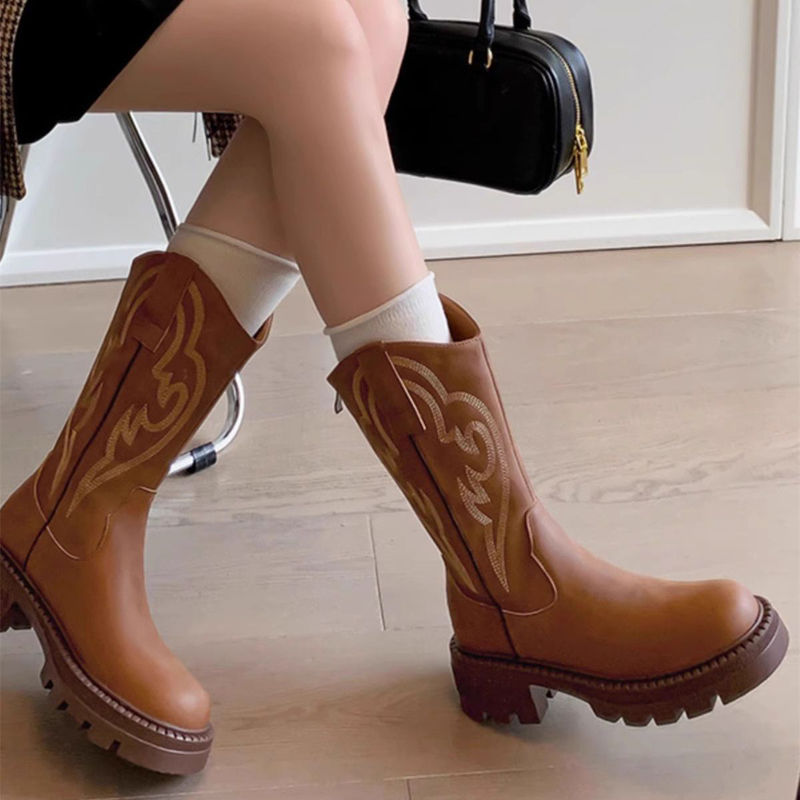 Botas altas de cuero Retro con - Embroidery On Leather reseña y precio