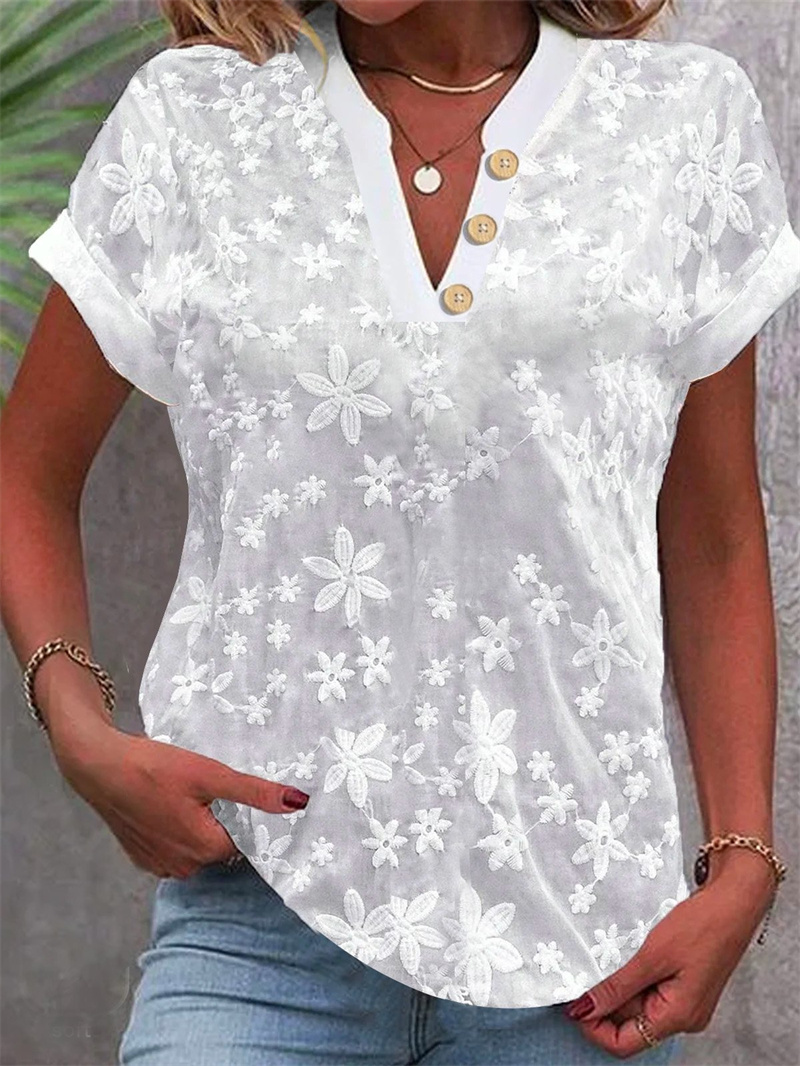 Blusa blanca con bordado Flora - Embroidery Uniform reseña y precio
