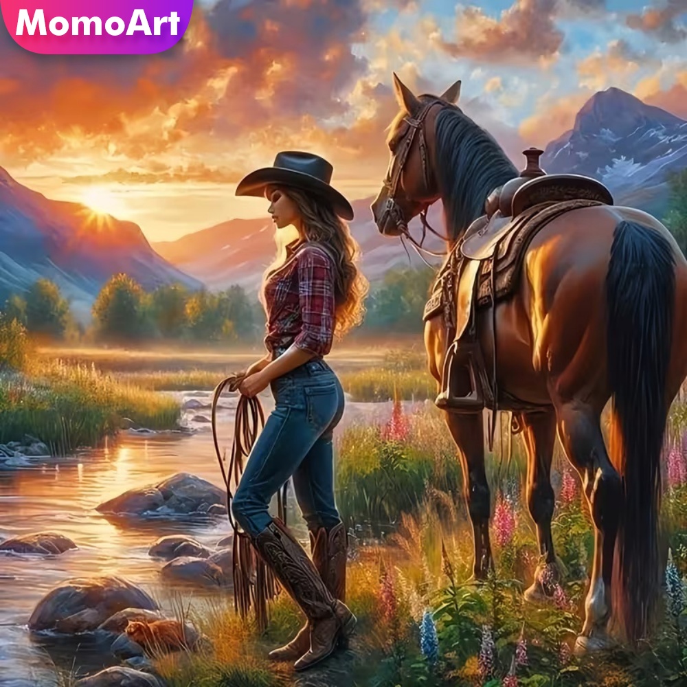Momoart - Pintura de Retrato d - Embroidery Horse reseña y precio